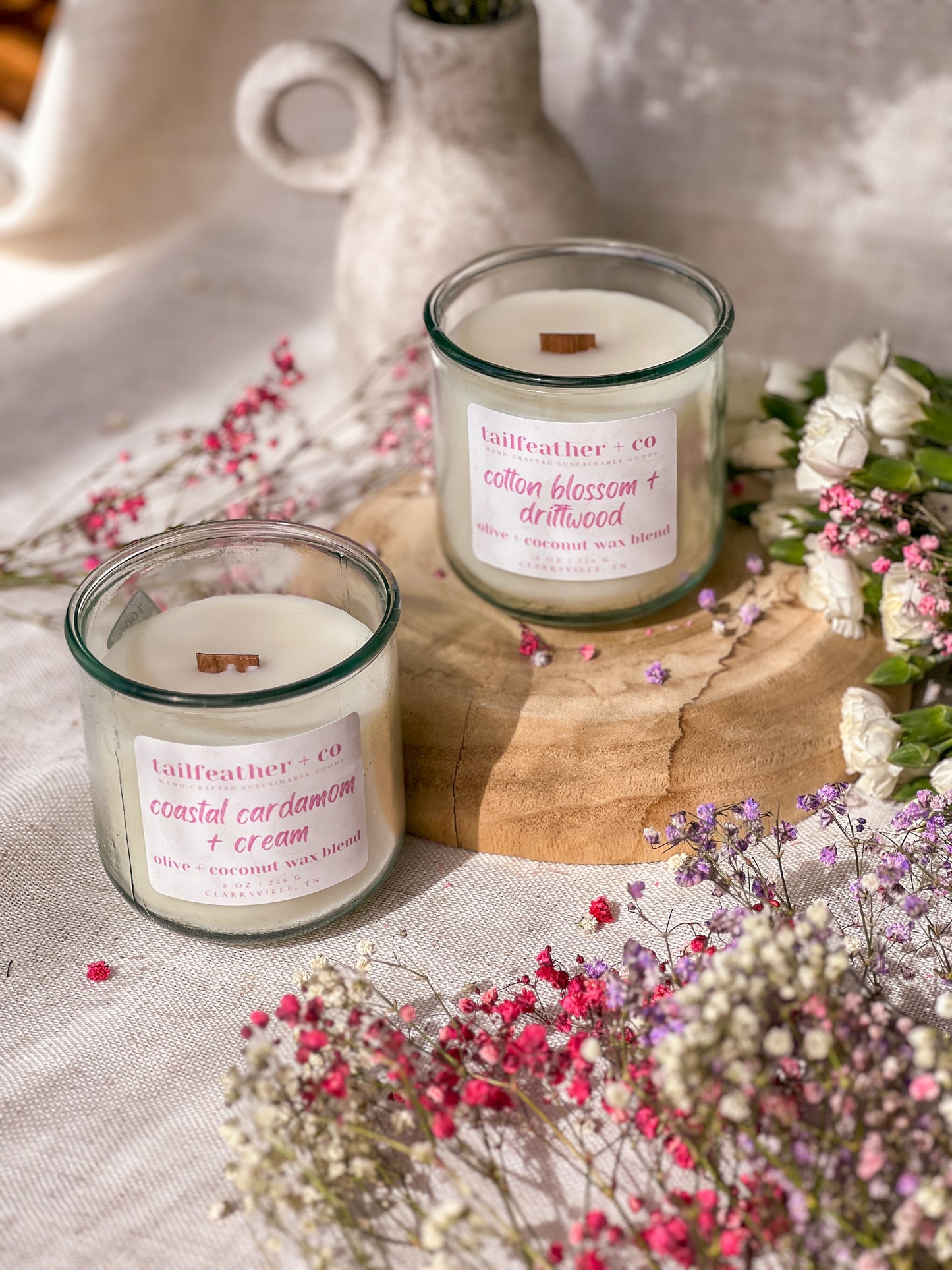 Cotton Blossom + Driftwood | 8 oz Candle | Spring Collection